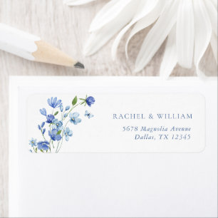 Etiqueta Rótulo de Endereço de Devolução de Casamento Azul-
