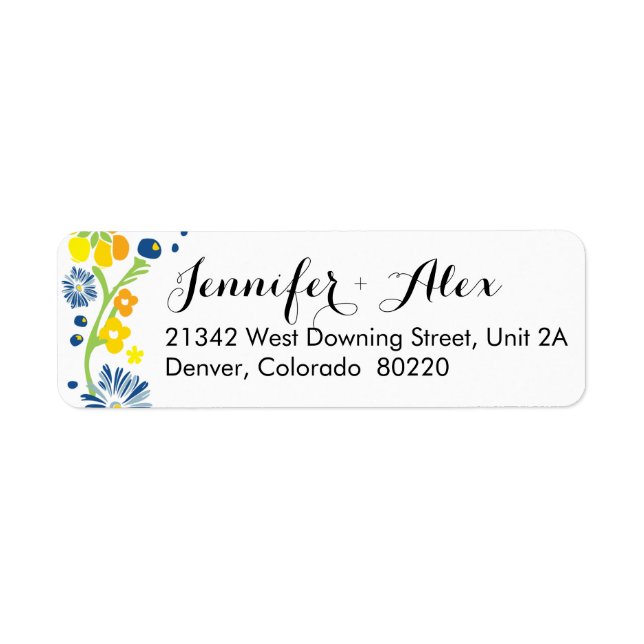 Etiqueta Rótulo de Endereço de Devolução de Casamento Flora (Frente)