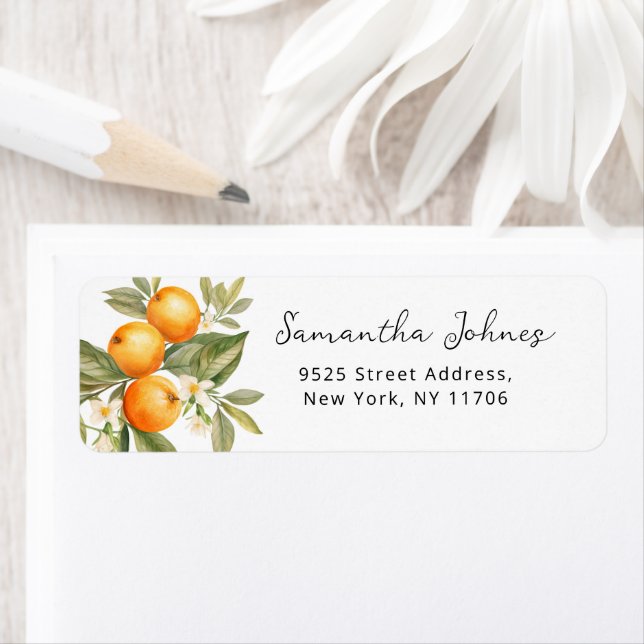 Etiqueta Rótulo de endereço de devolução de citrino em aqua (Insitu)