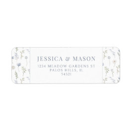 Etiqueta Rótulo de endereço de devolução de flores azuis bo