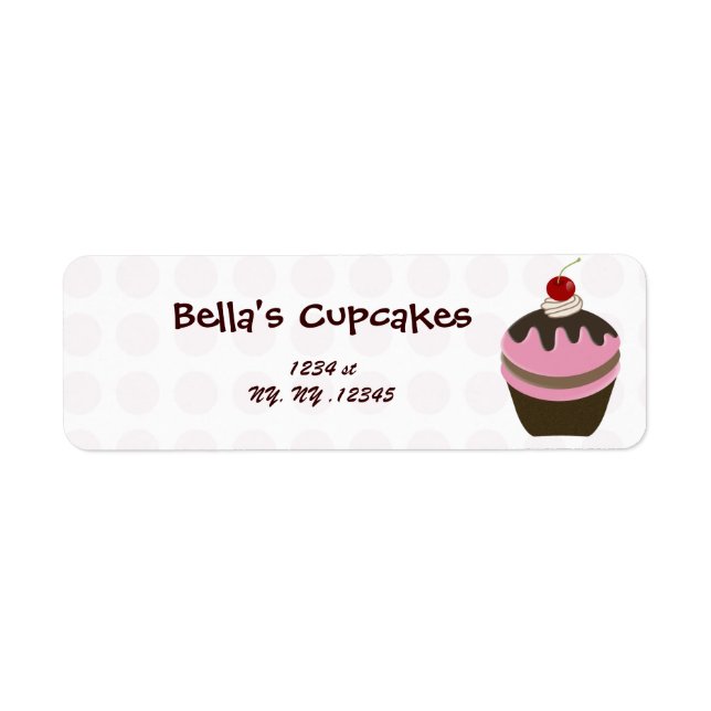 Etiqueta Rótulo de endereço de devolução do cupcake (Frente)