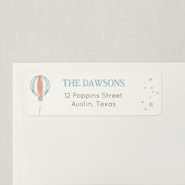 Etiqueta Rótulo de Endereço de Devolução do Sonho de Balão (Balloon Daydream - Return Address Label)