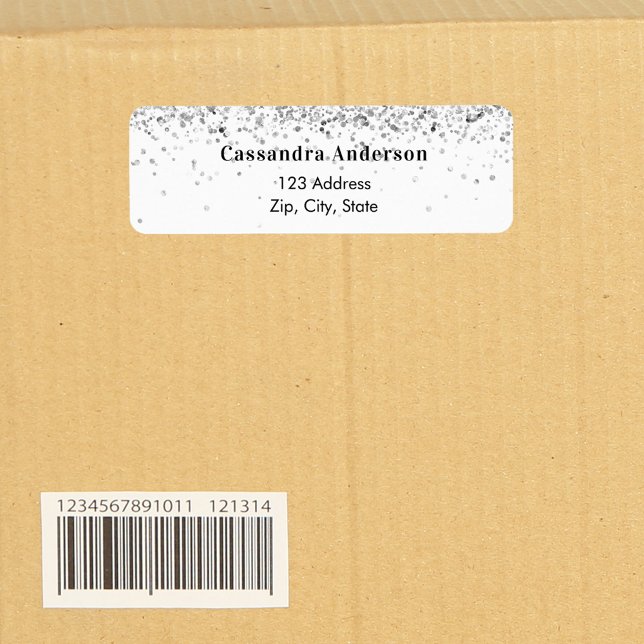 Etiqueta Rótulo de endereço de devolução em brilho prateado (Criador carregado)