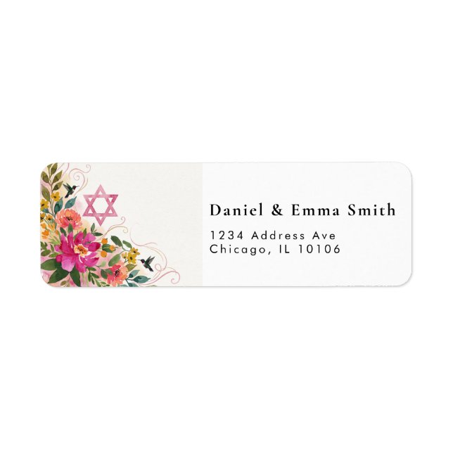 Etiqueta Rótulo de Endereço de Devolução Estrela de davi ju (Frente)