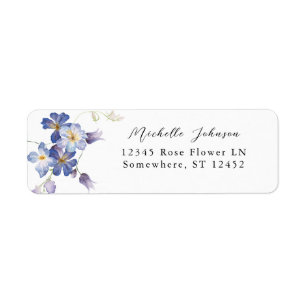 Etiqueta Rótulo de Endereço de Devolução Floral Azul Roxo 2