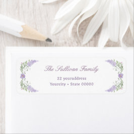 Etiqueta rótulo de endereço de devolução Floral Lilac Frame