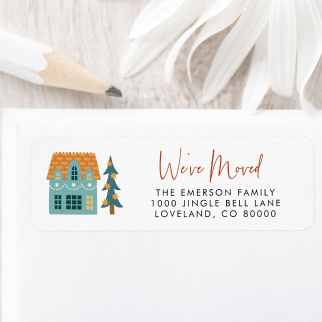 Etiqueta Rótulo de Endereço de Devolução Movido (We've Moved Chic Vintage Holiday Personalized Return Address Label by Painted Paperie
)