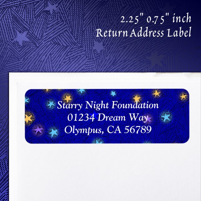 Etiqueta Rótulo de Endereço de Devolução Personalizado com  (Colored Stars Etching Custom Return Address Label)