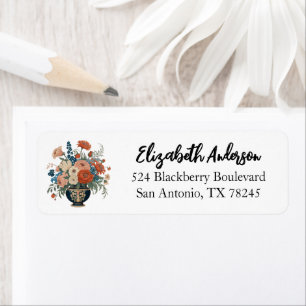 Etiqueta Rótulo de Endereço de Devolução Personalizado Flor