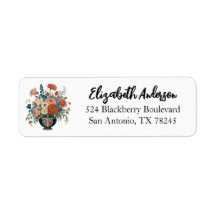 Rótulo de Endereço de Devolução Personalizado Flor