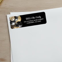 Rótulo de Endereço de Devolução Preto e Dourado El