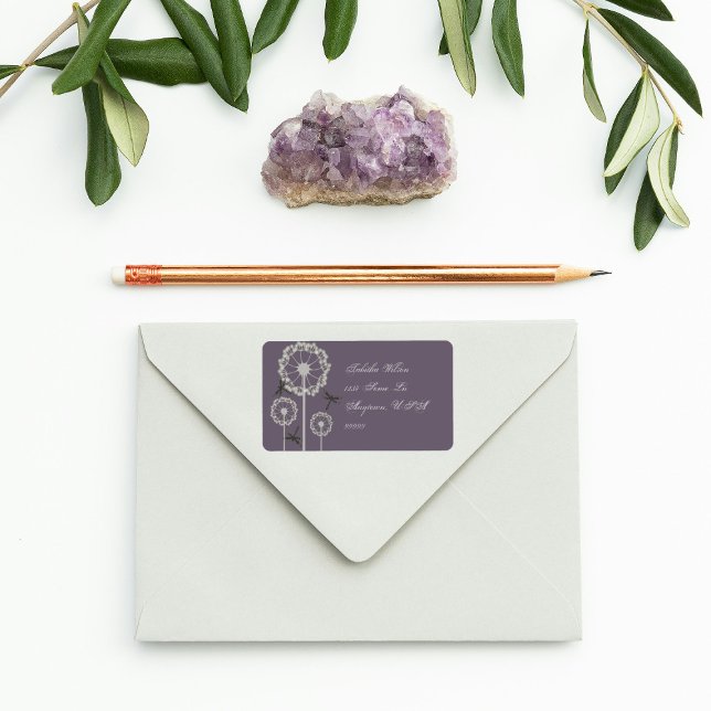 Etiqueta Rótulo de Endereço de Dragonflies Roxos (Purple Dragonflies Address Label)