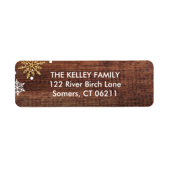 Etiqueta Rótulo de Endereço de Feriado de Madeira Escura (Frente)