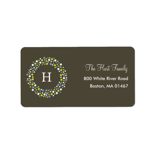 Etiqueta Rótulo de Endereço de Feriado de Terras Monograma (Frente)