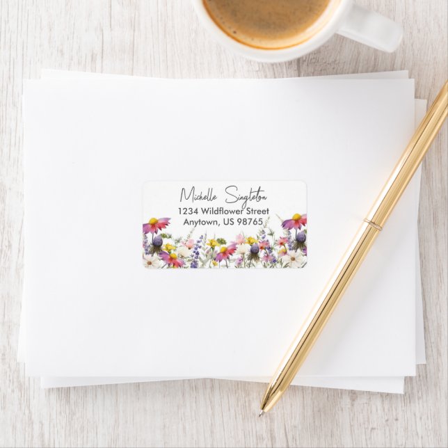 Etiqueta Rótulo de Endereço de Flores Selvagens (Insitu)