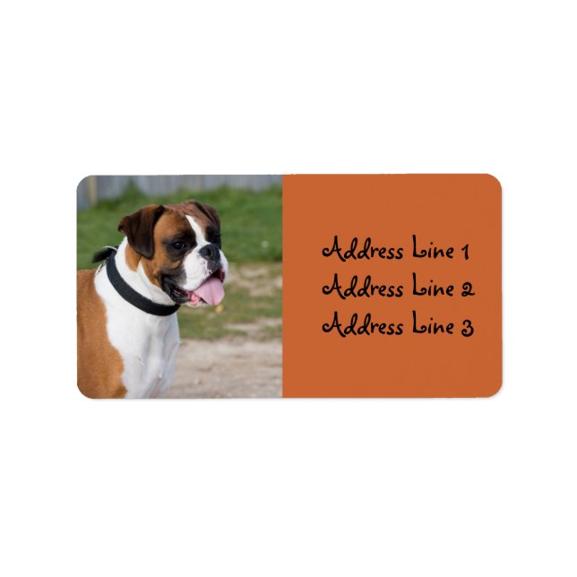 Etiqueta Rótulo de Endereço de Foto de Cachorro Boxer (Frente)