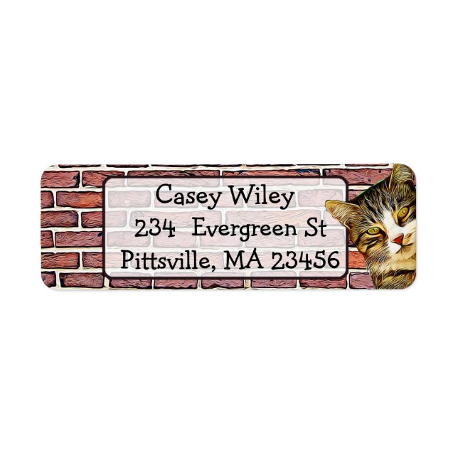 Etiqueta Rótulo de Endereço de Fundo da Parede de Gato (Frente)