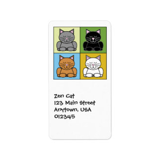 Etiqueta Rótulo de Endereço de Gato Zen