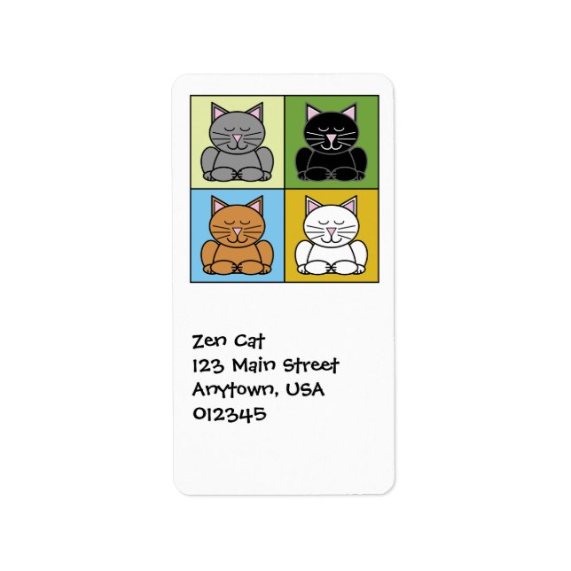 Etiqueta Rótulo de Endereço de Gato Zen (Frente)