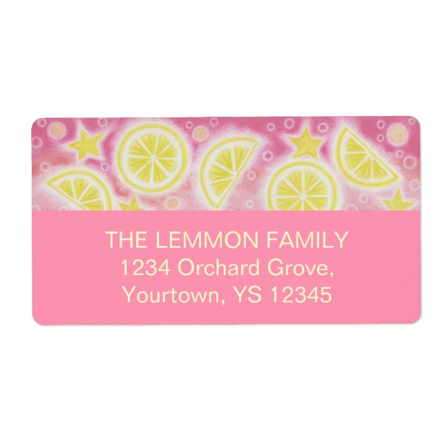 Etiqueta Rótulo de endereço de Lemonade rosa grande (Frente)