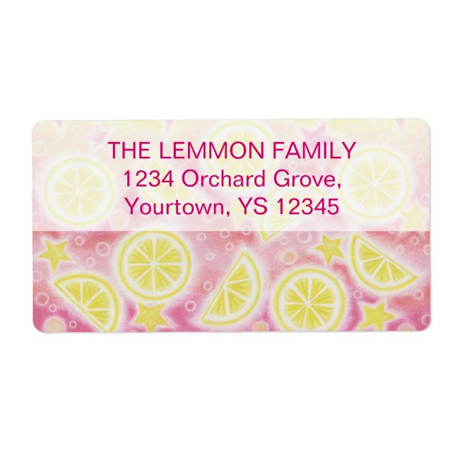 Etiqueta Rótulo de endereço de limonada cor-de-rosa texto s (Frente)
