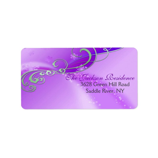 Etiqueta Rótulo de Endereço de Natal da Púrpura e Branca (Frente)