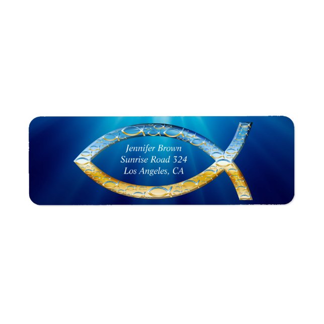 Etiqueta Rótulo de Endereço de Peixe Cristão (Frente)