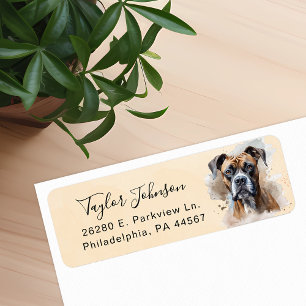 Etiqueta Rótulo de Endereço de Remessa de Cachorro Boxer