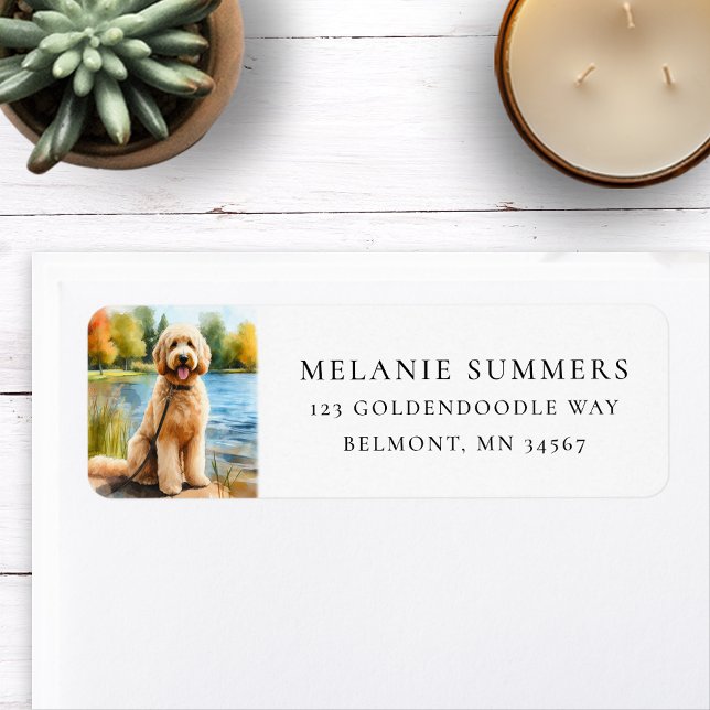 Etiqueta Rótulo de Endereço de Remessa de Goldendoodle Summ (Criador carregado)