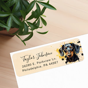 Etiqueta Rótulo de Endereço de Remessa do Cão Dachshund