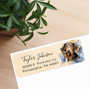 Etiqueta Rótulo de Endereço de Remessa do Cão Dachshund