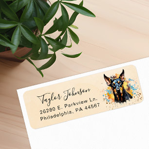 Etiqueta Rótulo de Endereço de Remessa Doberman Pinscher