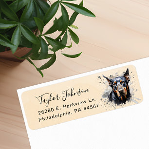 Etiqueta Rótulo de Endereço de Remessa Doberman Pinscher