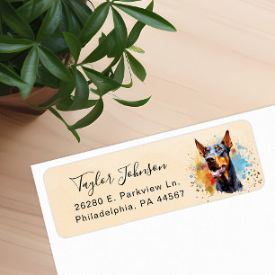 Etiqueta Rótulo de Endereço de Remessa Doberman Pinscher