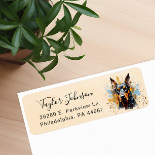 Etiqueta Rótulo de Endereço de Remessa Doberman Pinscher