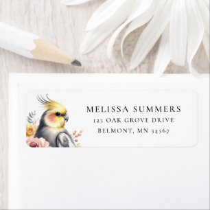 Etiqueta Rótulo de Endereço de Retorno de Aves Cockatiel Wh