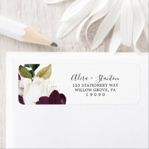 Etiqueta Rótulo de Endereço de Retorno de Blooms Roxo
