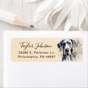 Etiqueta Rótulo de Endereço de Retorno de Cão Dogue Alemão