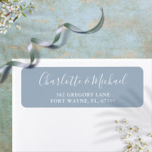 Rótulo de Endereço de Retorno de Casamento em Azul