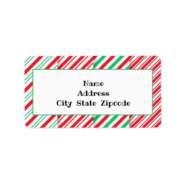 Etiqueta Rótulo de Endereço de Retorno de Faixa de Doces (A rectangular label with rounded corners, featuring a white central area framed by a green border. )