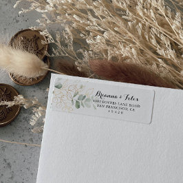 Etiqueta Rótulo de Endereço de Retorno de Folha Verde Doura