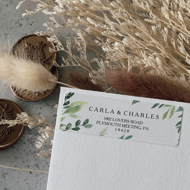 Etiqueta Rótulo de Endereço de Retorno de Folhagem Moderna (Criador carregado)