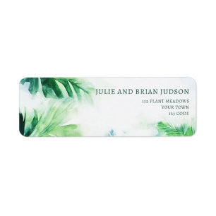 Etiqueta Rótulo de Endereço de Retorno de Folhas Tropicais 