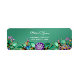 Etiqueta Rótulo de Endereço de Retorno de Gemstones Roxos