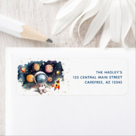 Etiqueta Rótulo de Endereço de Retorno do Astronauta Planet