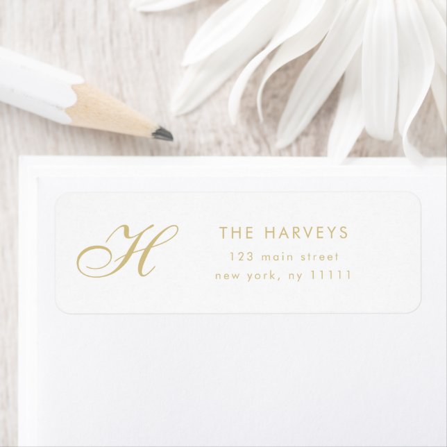 Etiqueta Rótulo de Endereço de Retorno Elegante do Monogram (Insitu)