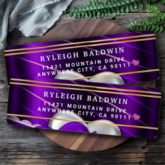 Etiqueta Rótulo de Endereço de Retorno Elegante para Coraçõ