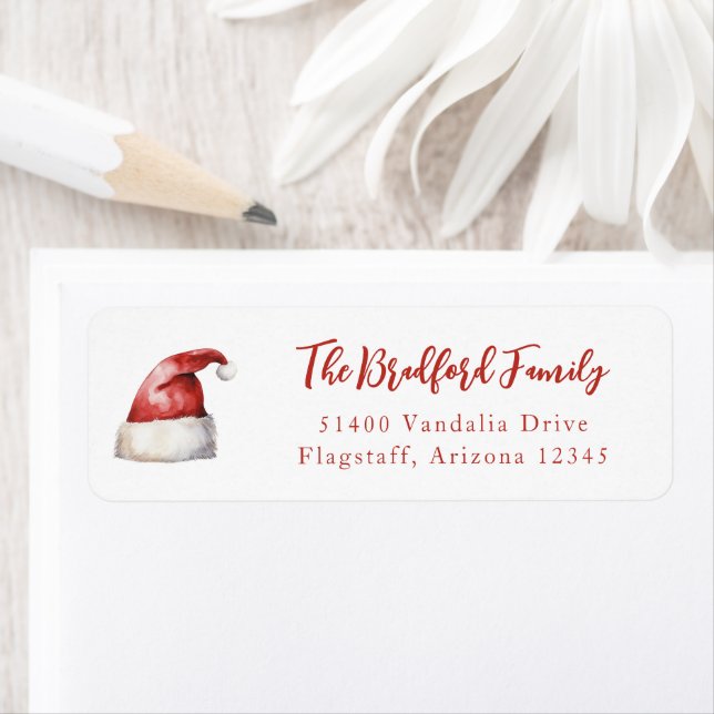 Etiqueta Rótulo de Endereço de Retorno Festivo Santa Hat (Insitu)