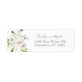 Etiqueta Rótulo de Endereço de Retorno Floral Branco 2
