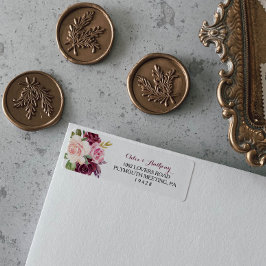 Etiqueta Rótulo de Endereço de Retorno Floral do Verde Blus